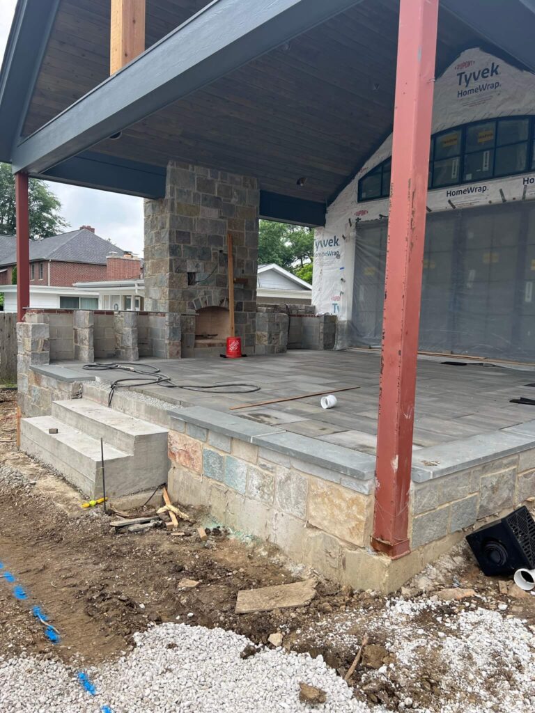 Custom fireplace and outdoor living space construction - ADV Masonry